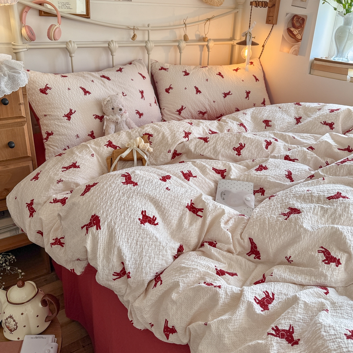 91家纺网 家纺一手货源 找家纺 初念 2026新款A类高品质110克超柔泡芙纱四件套 马上有钱