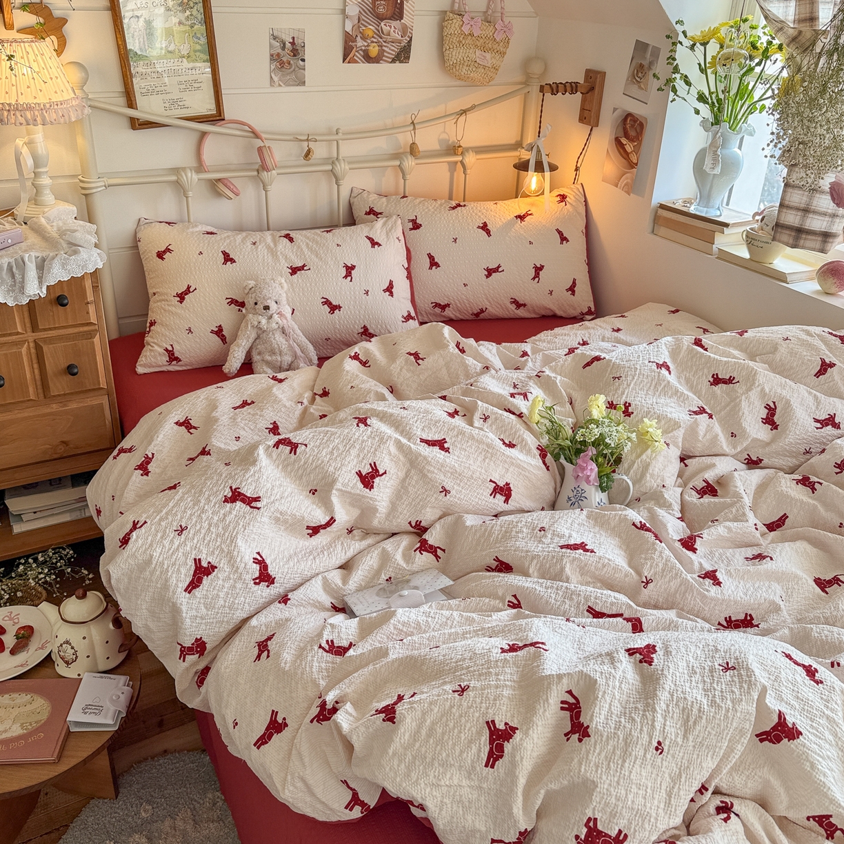 91家纺网 家纺一手货源 找家纺 初念 2026新款A类高品质110克超柔泡芙纱四件套 马上有钱