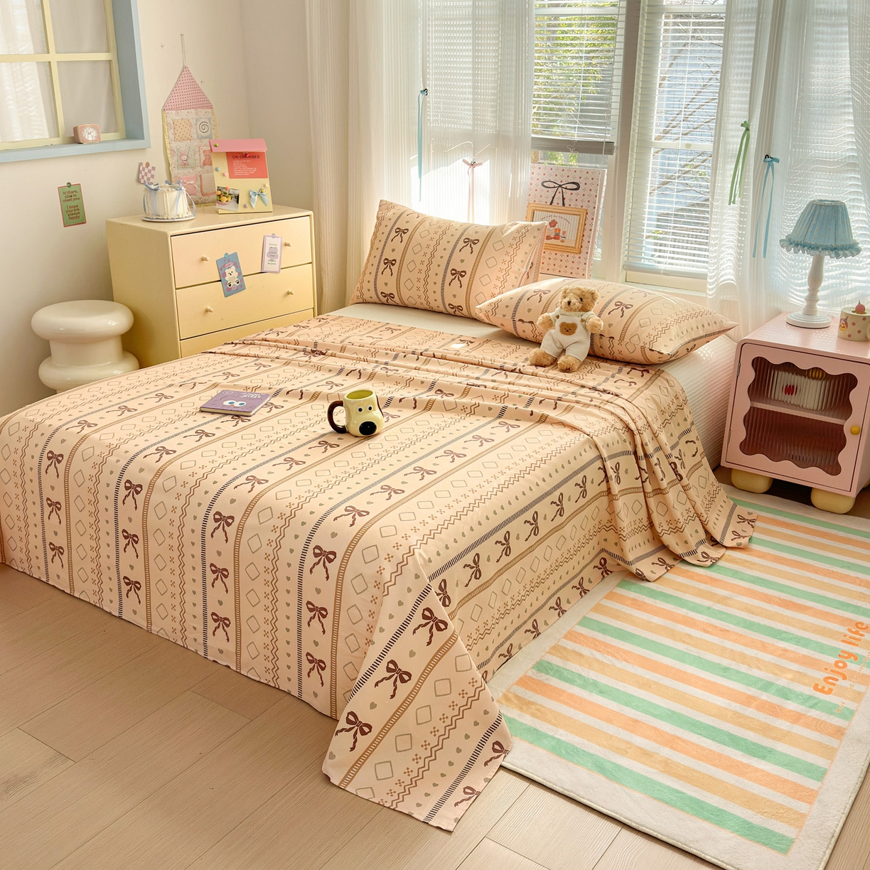 91家纺网 家纺一手货源 找家纺 女子家纺 2026新款全棉老粗布床单 幸运结