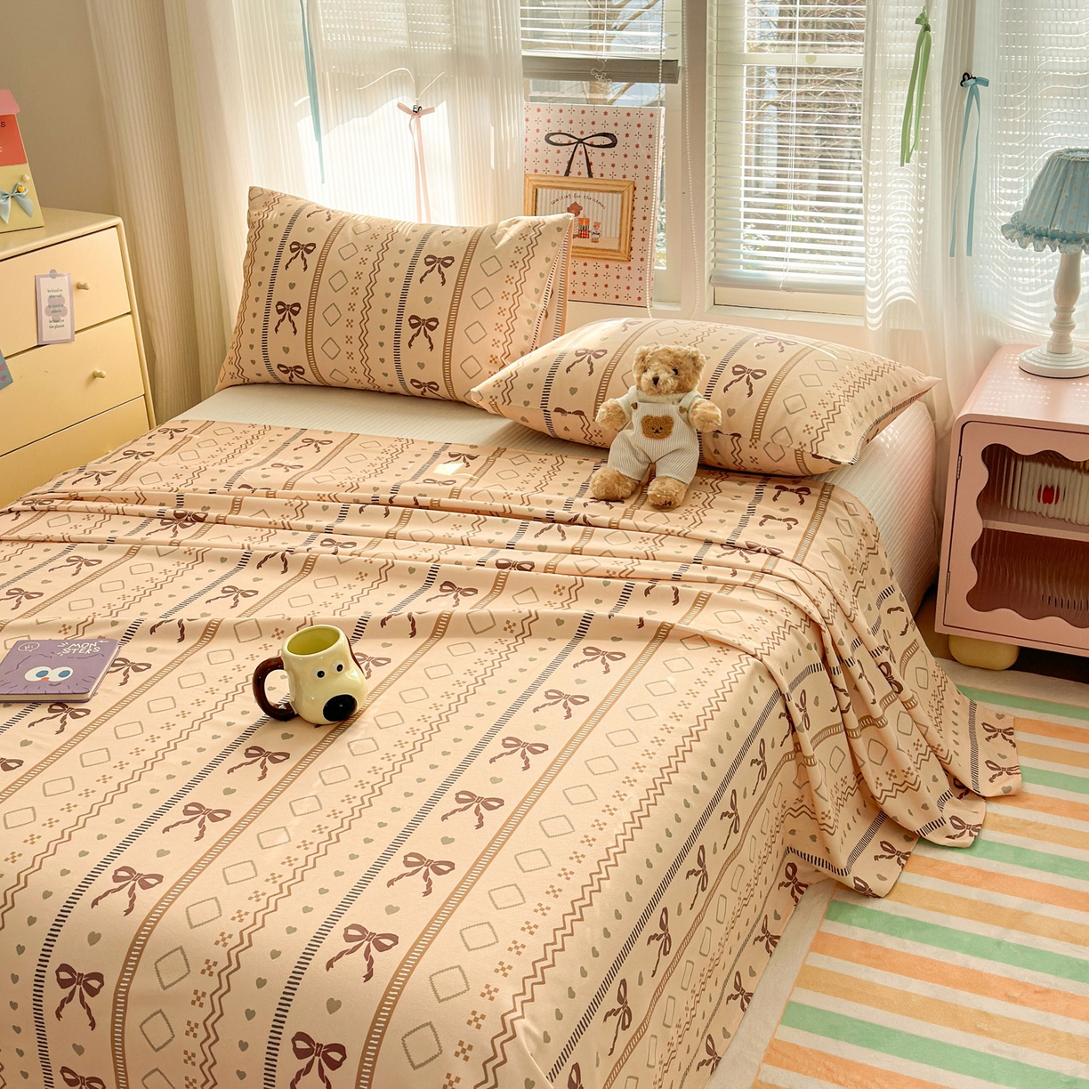 91家纺网 家纺一手货源 找家纺 女子家纺 2026新款全棉老粗布床单 幸运结