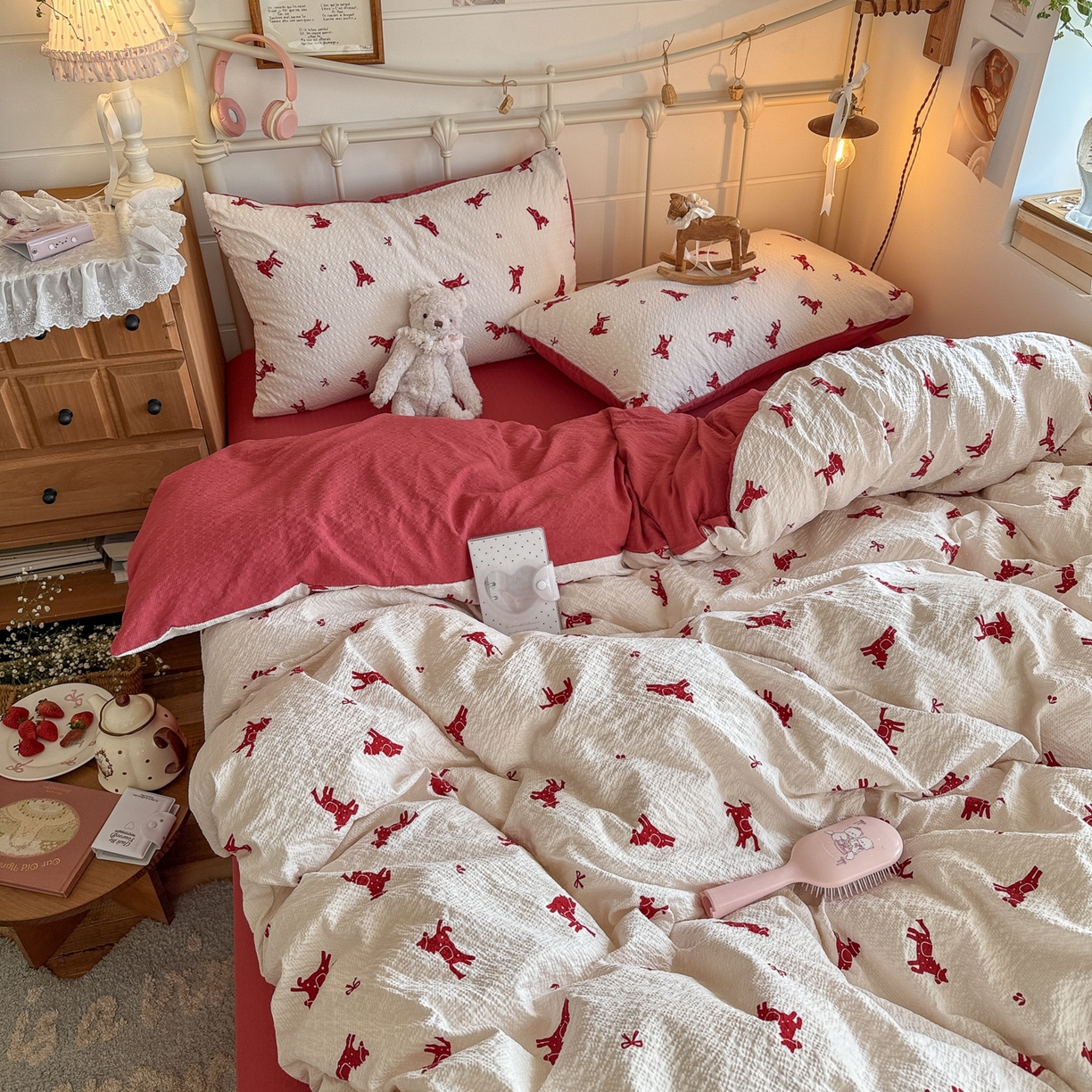 91家纺网 家纺一手货源 找家纺 初念 2026新款A类高品质110克超柔泡芙纱四件套 马上有钱