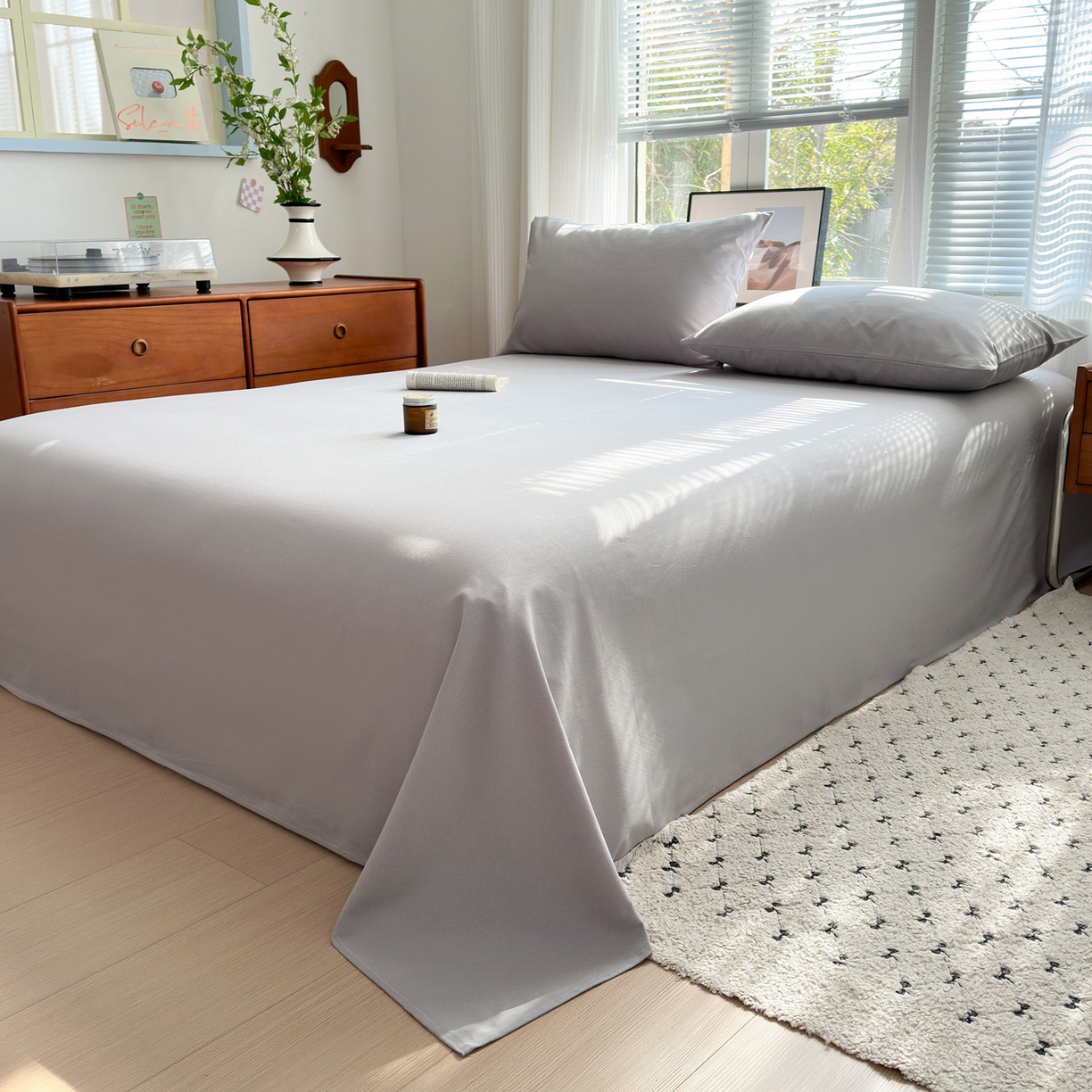 91家纺网 家纺一手货源 找家纺 女子家纺 2026新款全棉老粗布床单 雪花银