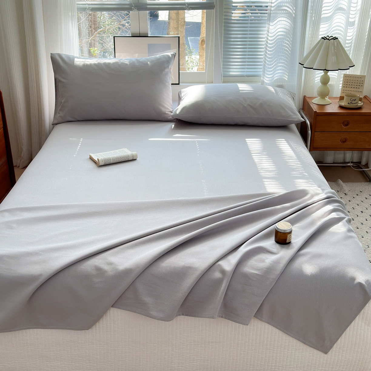 91家纺网 家纺一手货源 找家纺 女子家纺 2026新款全棉老粗布床单 雪花银