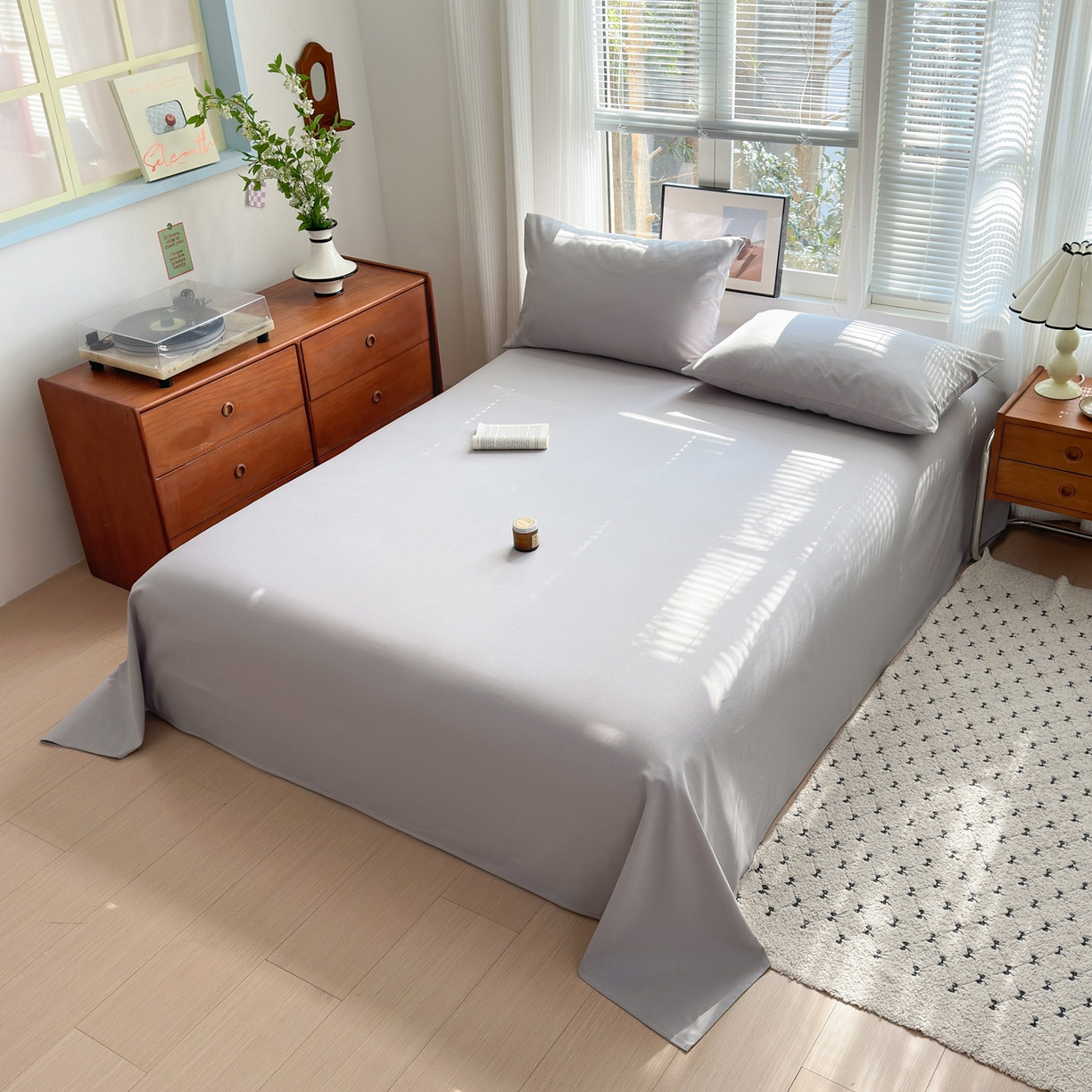 91家纺网 家纺一手货源 找家纺 女子家纺 2026新款全棉老粗布床单 雪花银