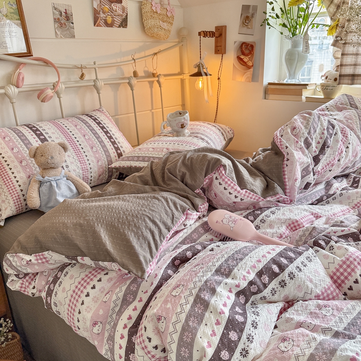 91家纺网 家纺一手货源 找家纺 初念 2026新款A类高品质110克超柔泡芙纱四件套 猫咪集