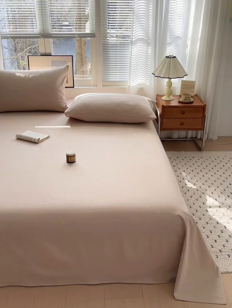 91家纺网 家纺一手货源 找家纺 女子家纺 2026新款全棉老粗布床单 亚麻咖