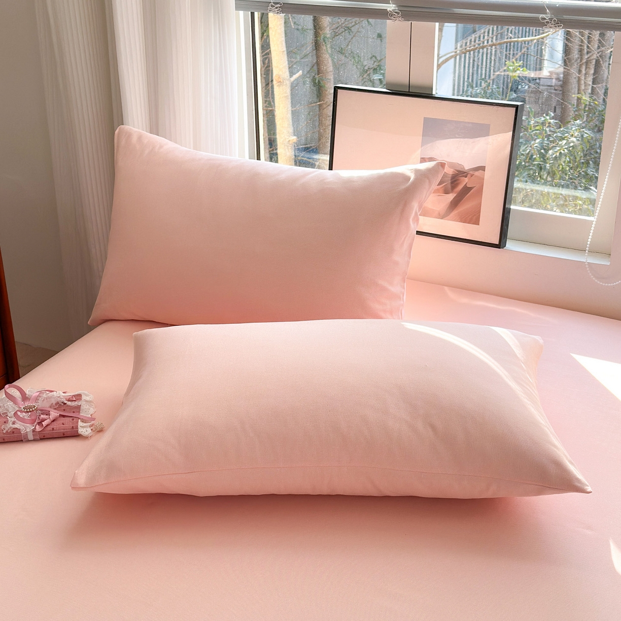 91家纺网 家纺一手货源 找家纺 女子家纺 2026新款全棉老粗布床单 樱桃粉