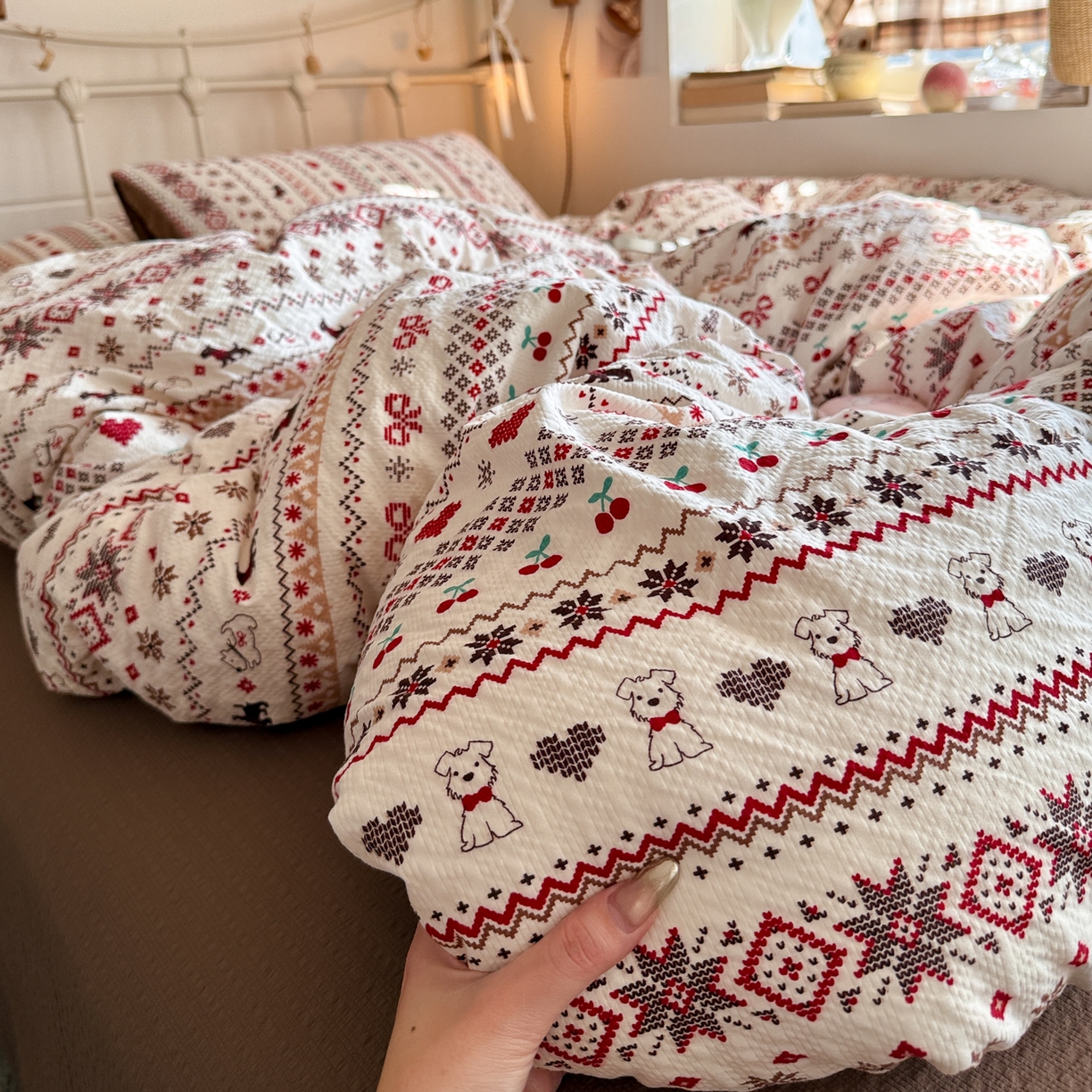 初念 2026新款A类高品质110克超柔泡芙纱四件套 萌物条条