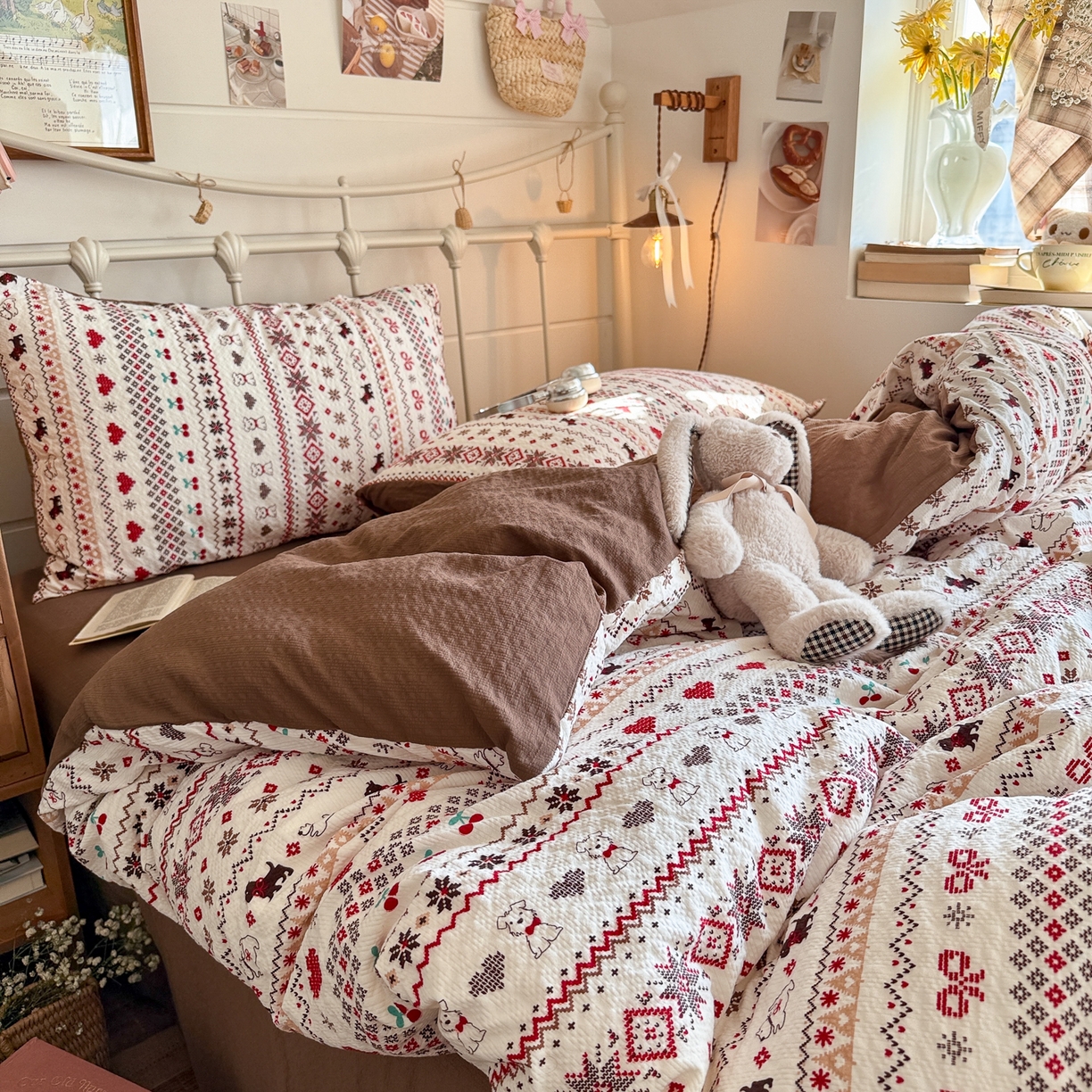 91家纺网 家纺一手货源 找家纺 初念 2026新款A类高品质110克超柔泡芙纱四件套 萌物条条