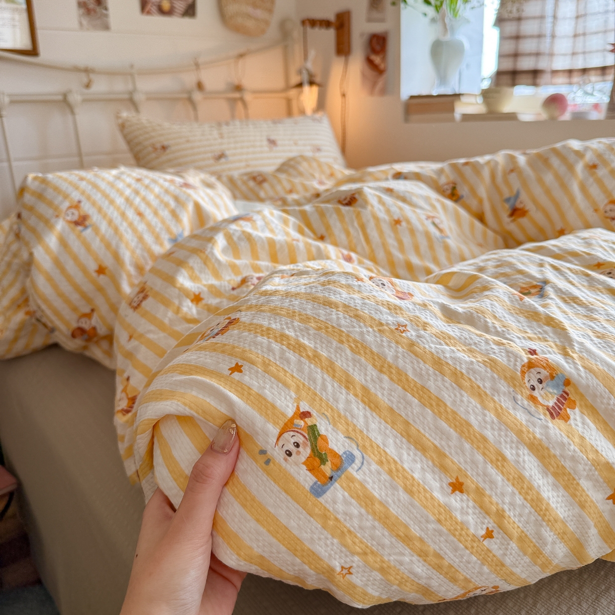 初念 2026新款A类高品质110克超柔泡芙纱四件套 魔法星星