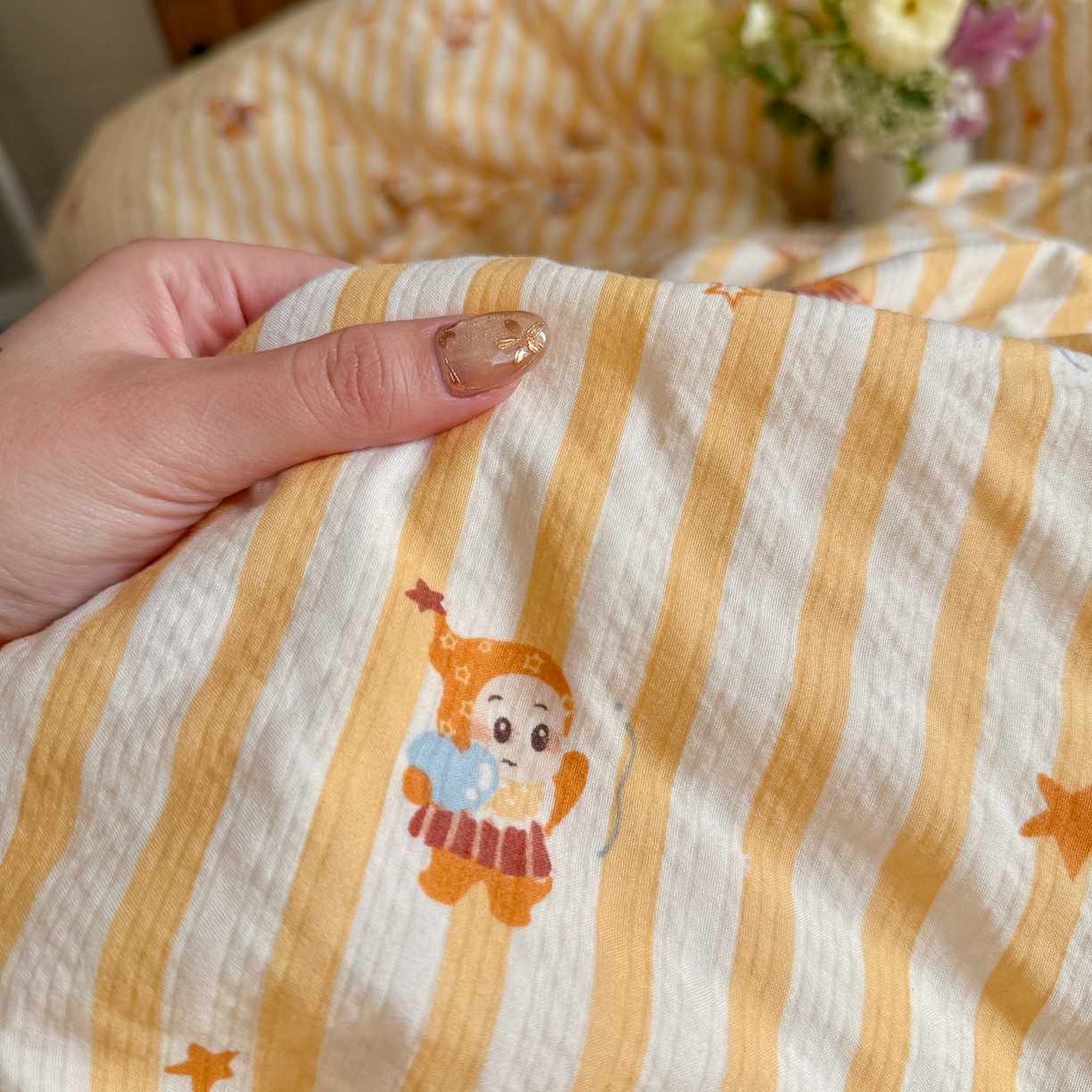 91家纺网 家纺一手货源 找家纺 初念 2026新款A类高品质110克超柔泡芙纱四件套 魔法星星