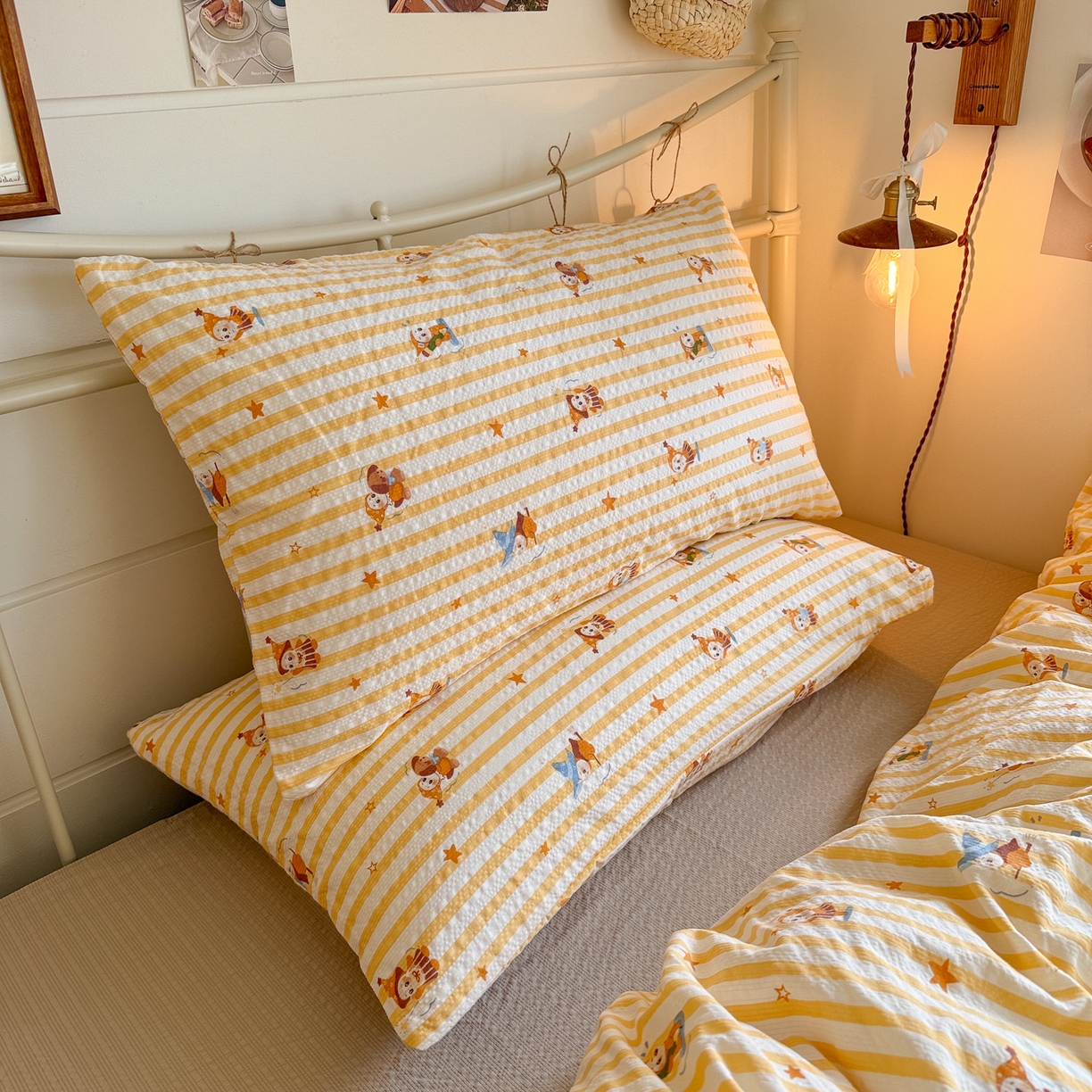 91家纺网 家纺一手货源 找家纺 初念 2026新款A类高品质110克超柔泡芙纱四件套 魔法星星