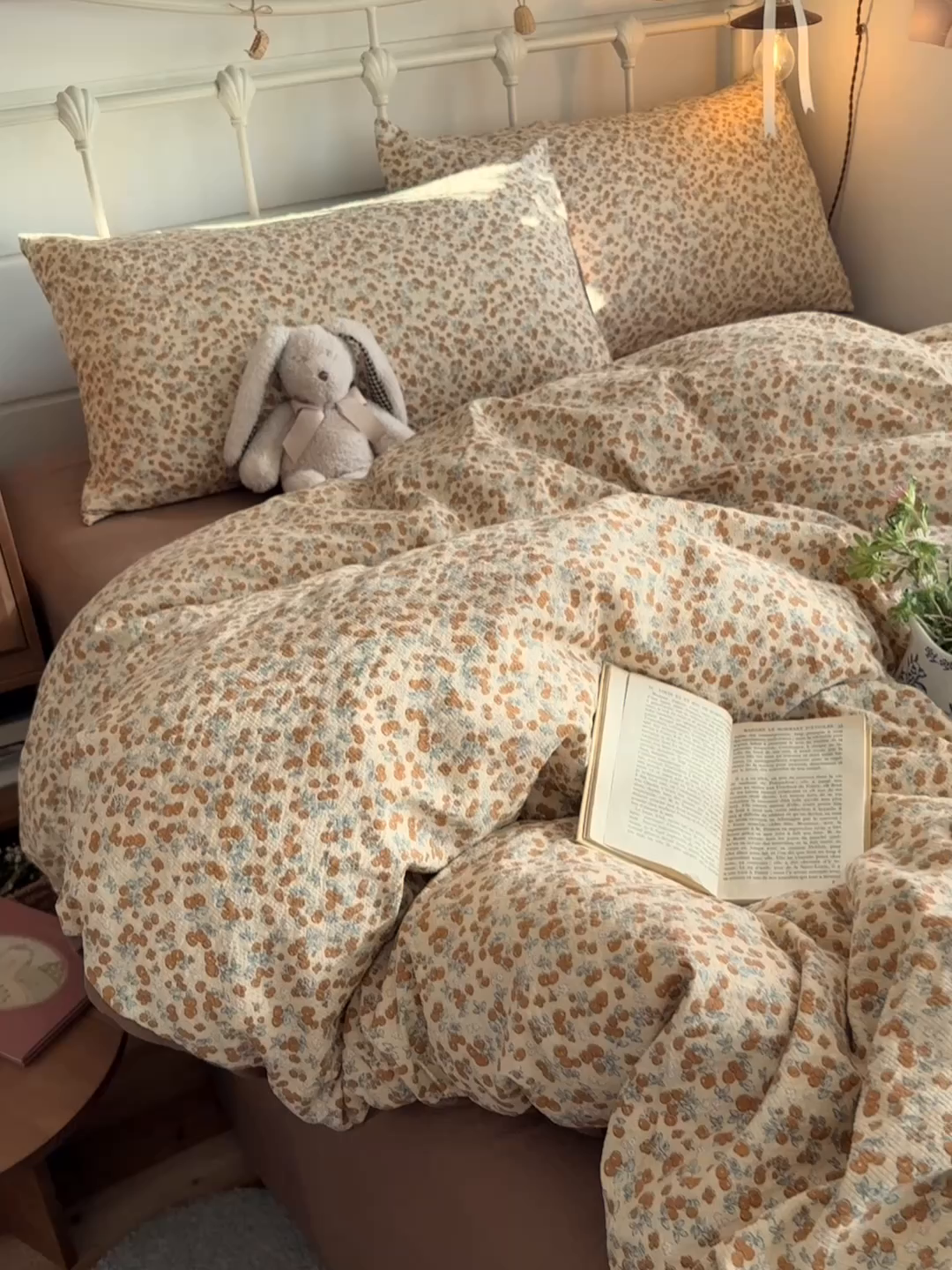 91家纺网 家纺一手货源 找家纺 初念 2026新款A类高品质110克超柔泡芙纱四件套 暖橘枝