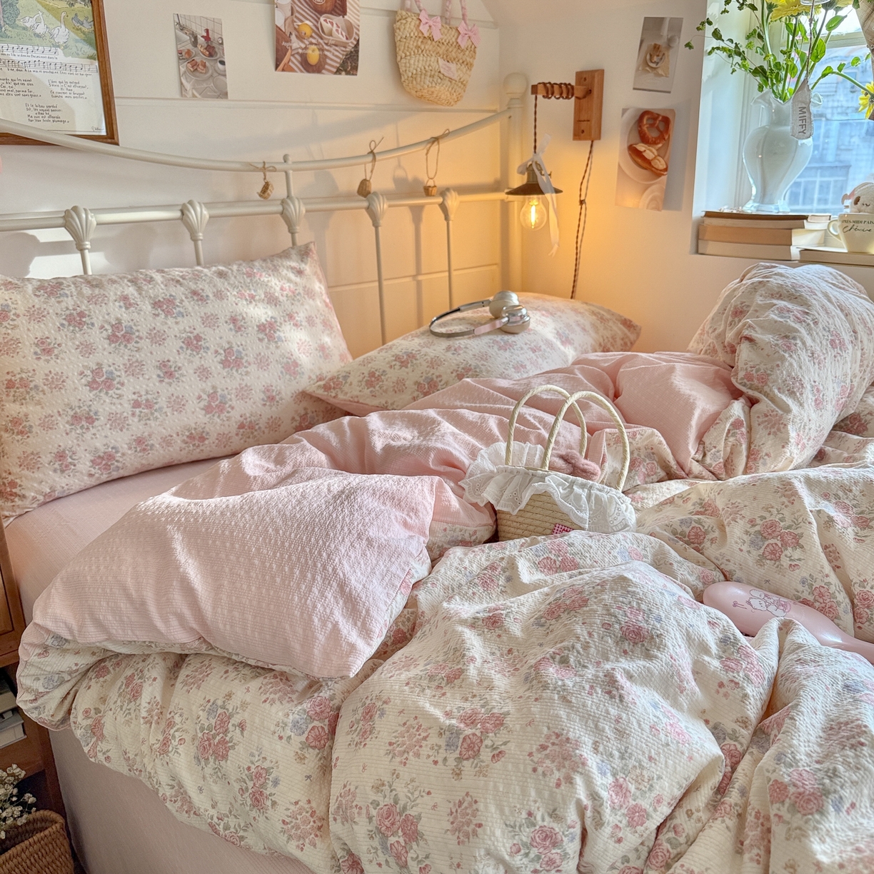 91家纺网 家纺一手货源 找家纺 初念 2026新款A类高品质110克超柔泡芙纱四件套 日光漫游