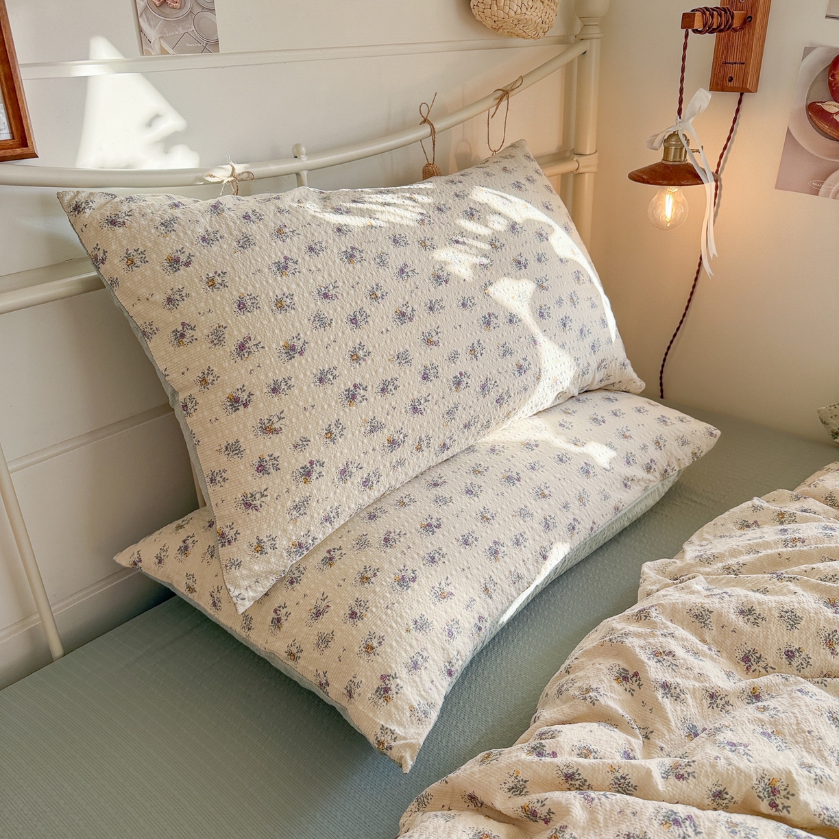 91家纺网 家纺一手货源 找家纺 初念 2026新款A类高品质110克超柔泡芙纱四件套 柔花