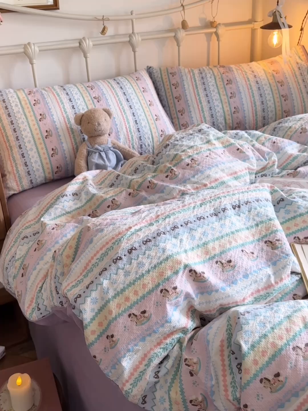 91家纺网 家纺一手货源 找家纺 初念 2026新款A类高品质110克超柔泡芙纱四件套 甜心木马卷