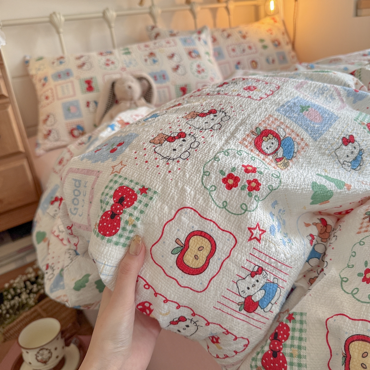 91家纺网 家纺一手货源 找家纺 初念 2026新款A类高品质110克超柔泡芙纱四件套 童趣玩伴