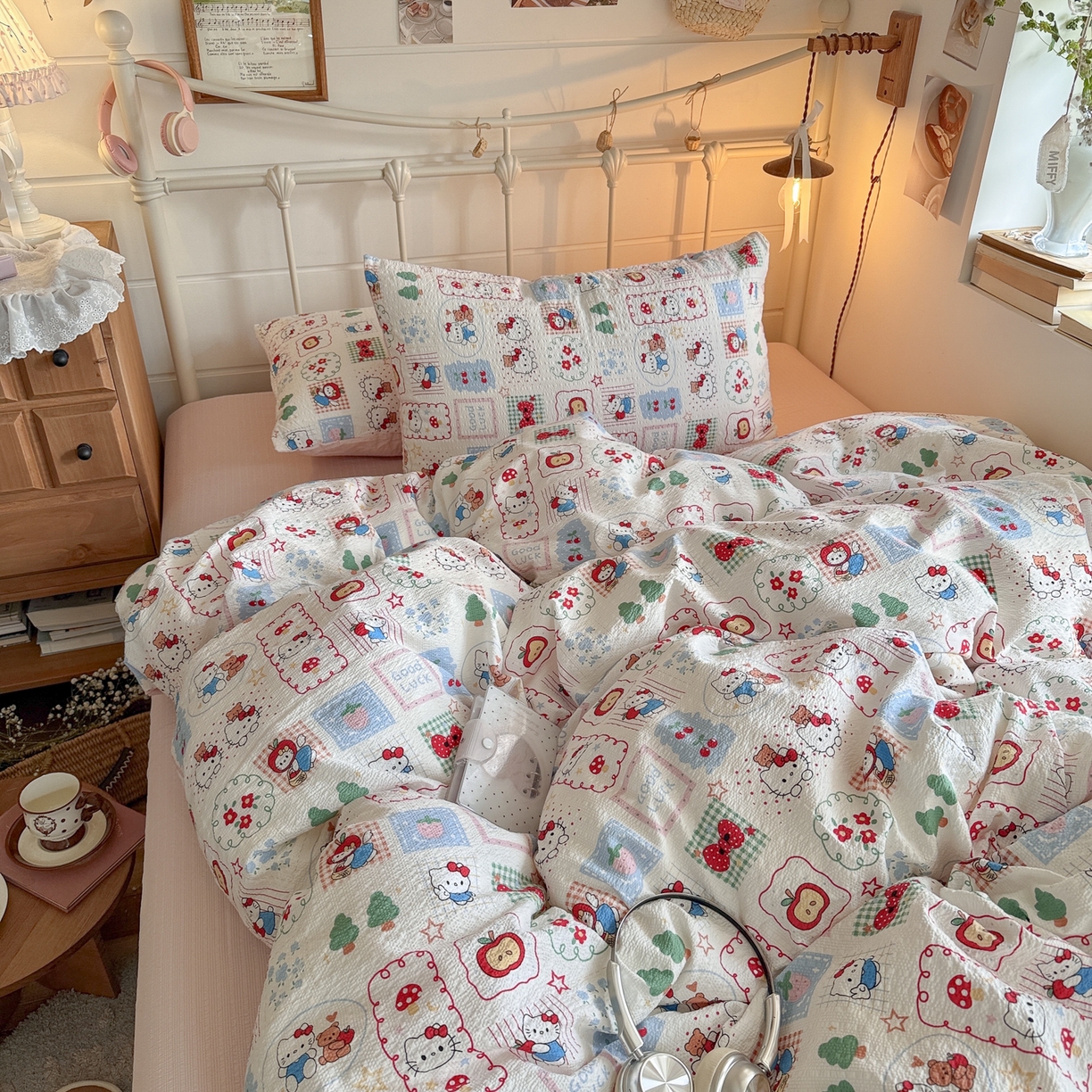 91家纺网 家纺一手货源 找家纺 初念 2026新款A类高品质110克超柔泡芙纱四件套 童趣玩伴