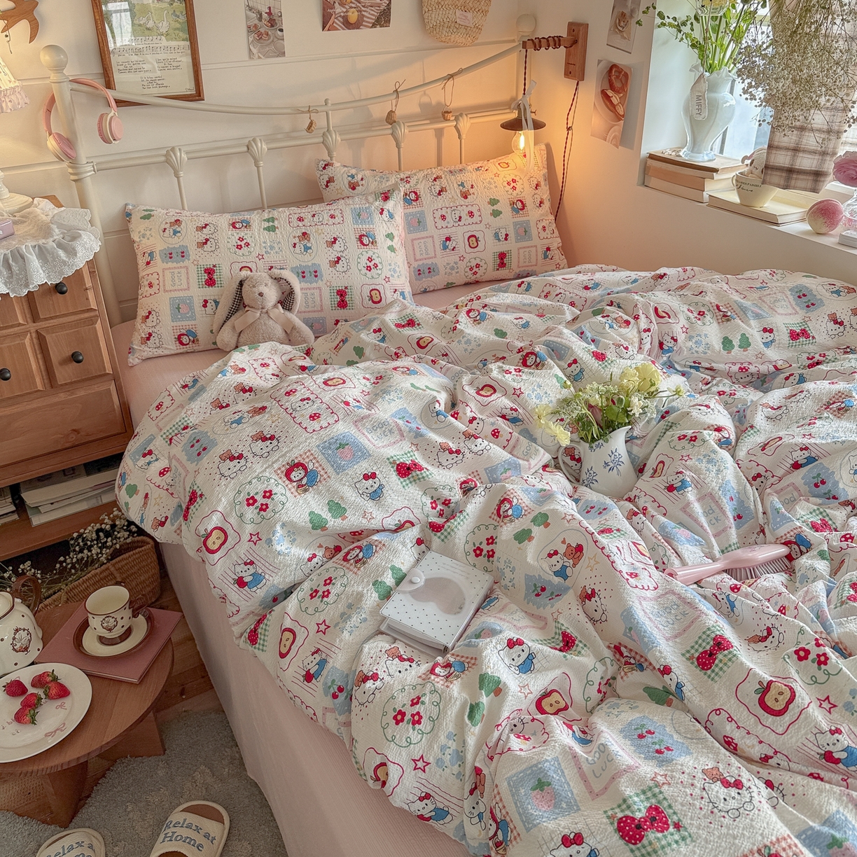 91家纺网 家纺一手货源 找家纺 初念 2026新款A类高品质110克超柔泡芙纱四件套 童趣玩伴