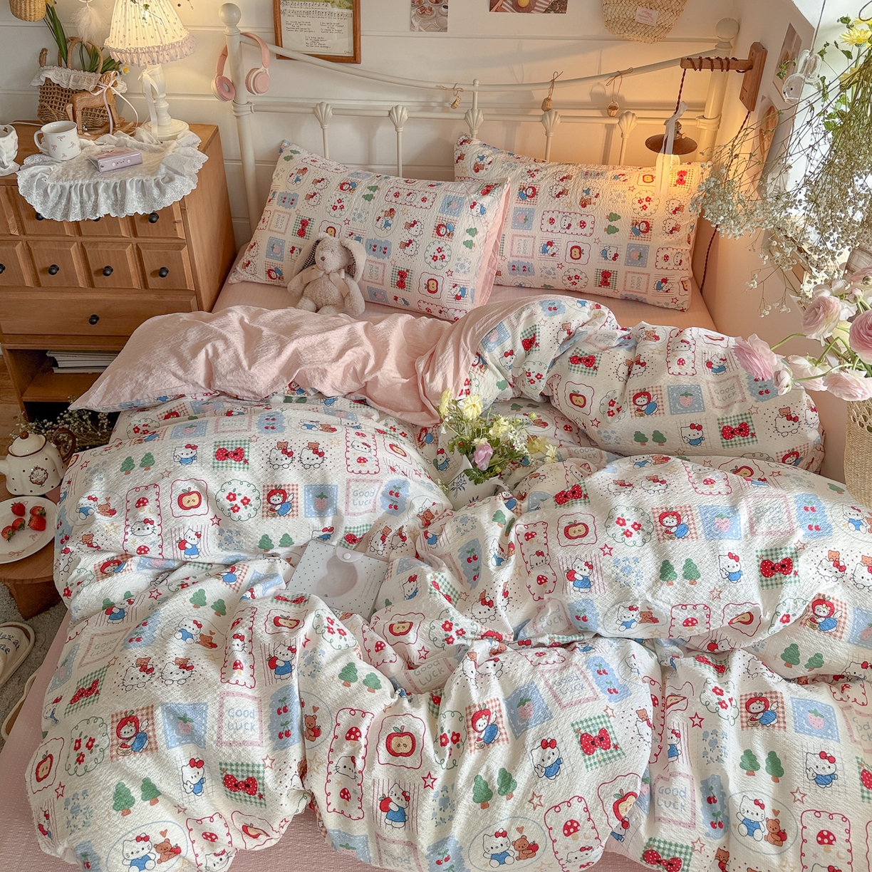 91家纺网 家纺一手货源 找家纺 初念 2026新款A类高品质110克超柔泡芙纱四件套 童趣玩伴