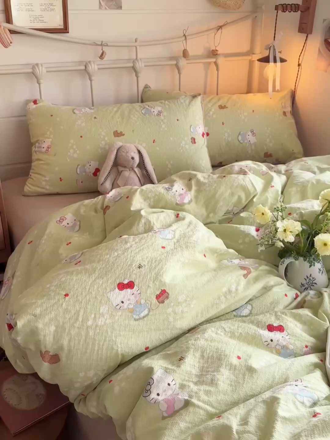 91家纺网 家纺一手货源 找家纺 初念 2026新款A类高品质110克超柔泡芙纱四件套 小猫拉车