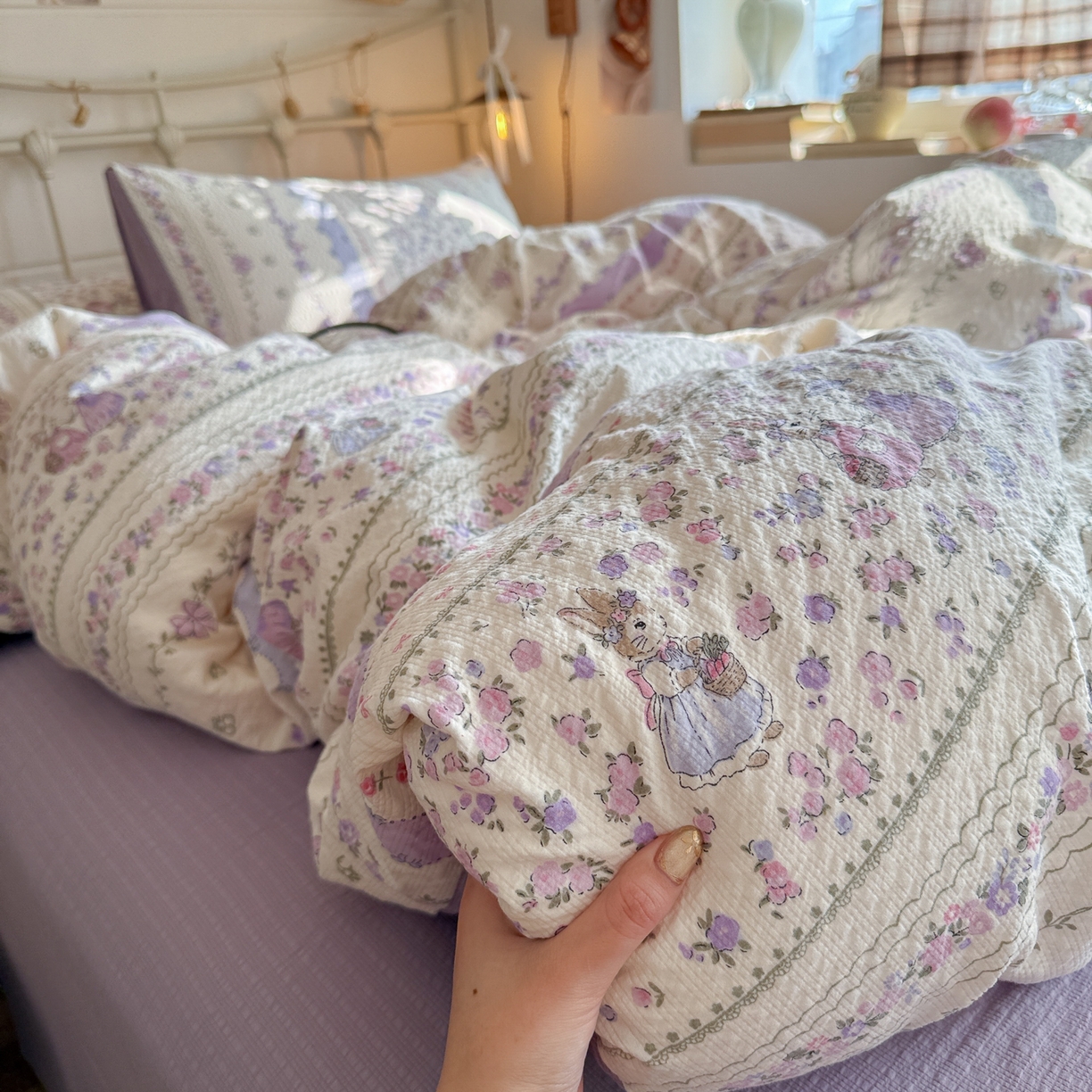 初念 2026新款A类高品质110克超柔泡芙纱四件套 小兔裙边