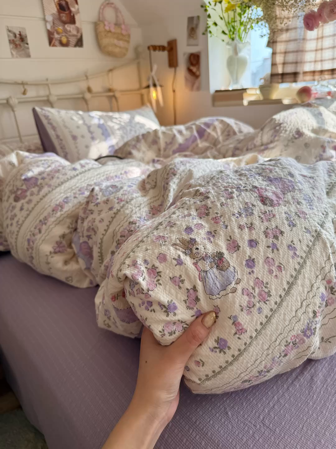 91家纺网 家纺一手货源 找家纺 初念 2026新款A类高品质110克超柔泡芙纱四件套 小兔裙边