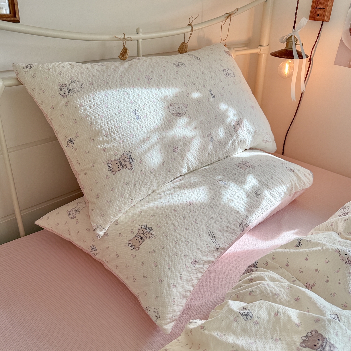 91家纺网 家纺一手货源 找家纺 初念 2026新款A类高品质110克超柔泡芙纱四件套 悦悦小兔