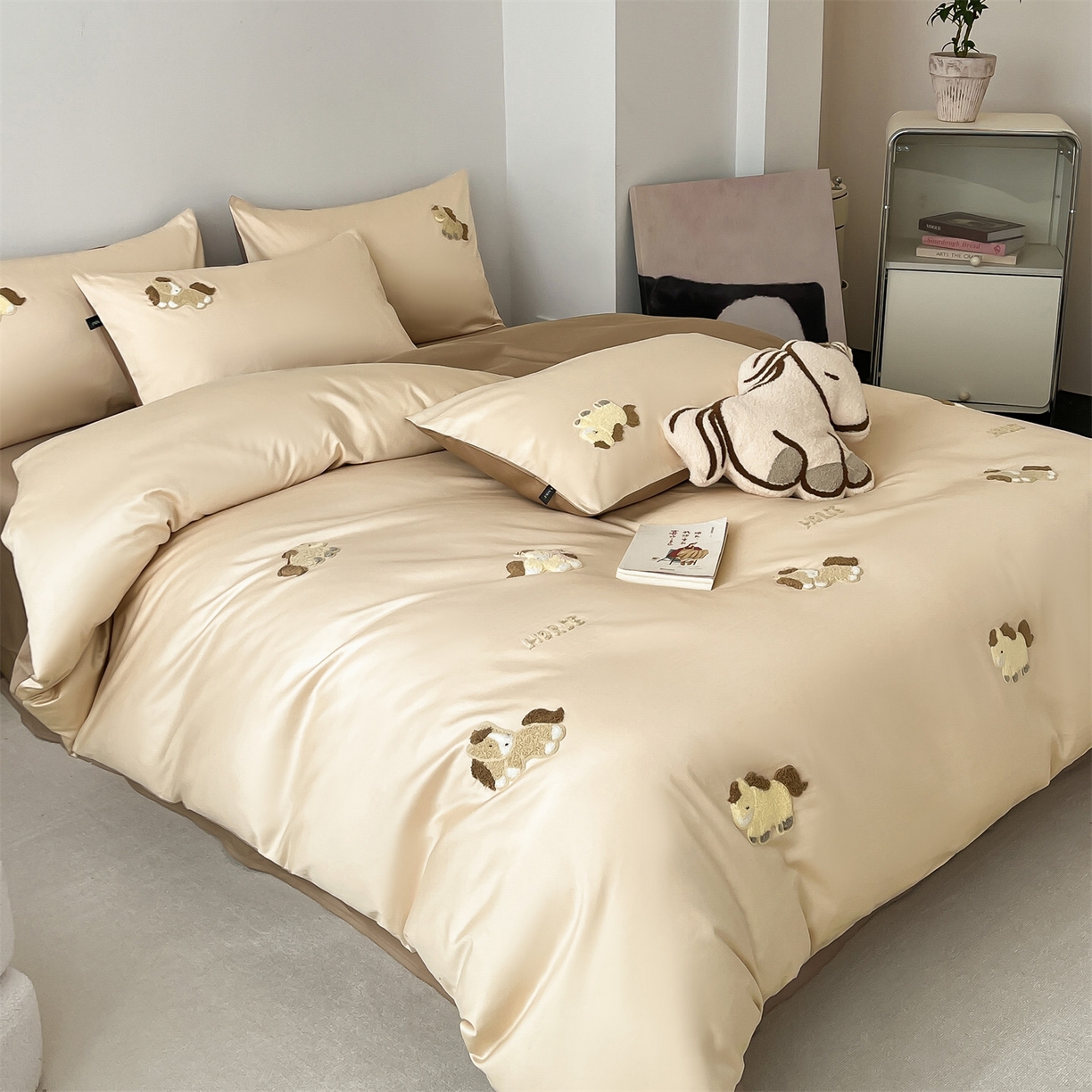 91家纺网 家纺一手货源 找家纺 （总）蓝米卡夫 2026春季新款-100S长绒棉毛巾绣系列四件套-马踏祥云（礼盒）