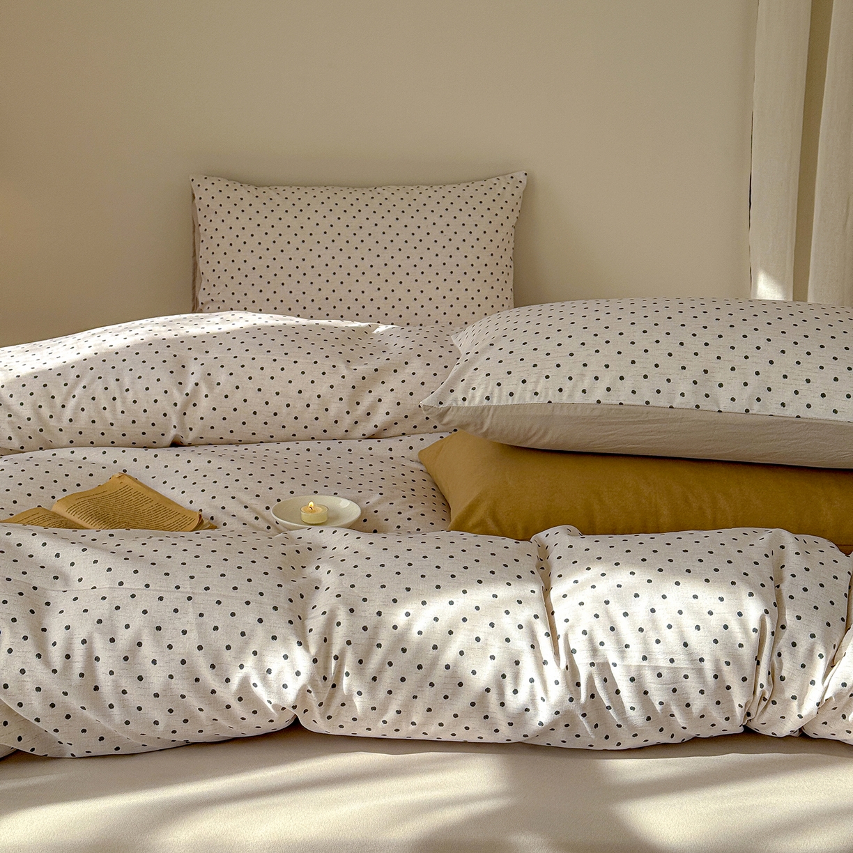 91家纺网 家纺一手货源 找家纺 （总）竹合家纺 2026春夏新品色织棉麻棉纱小露麻系列皱皱纱四件套