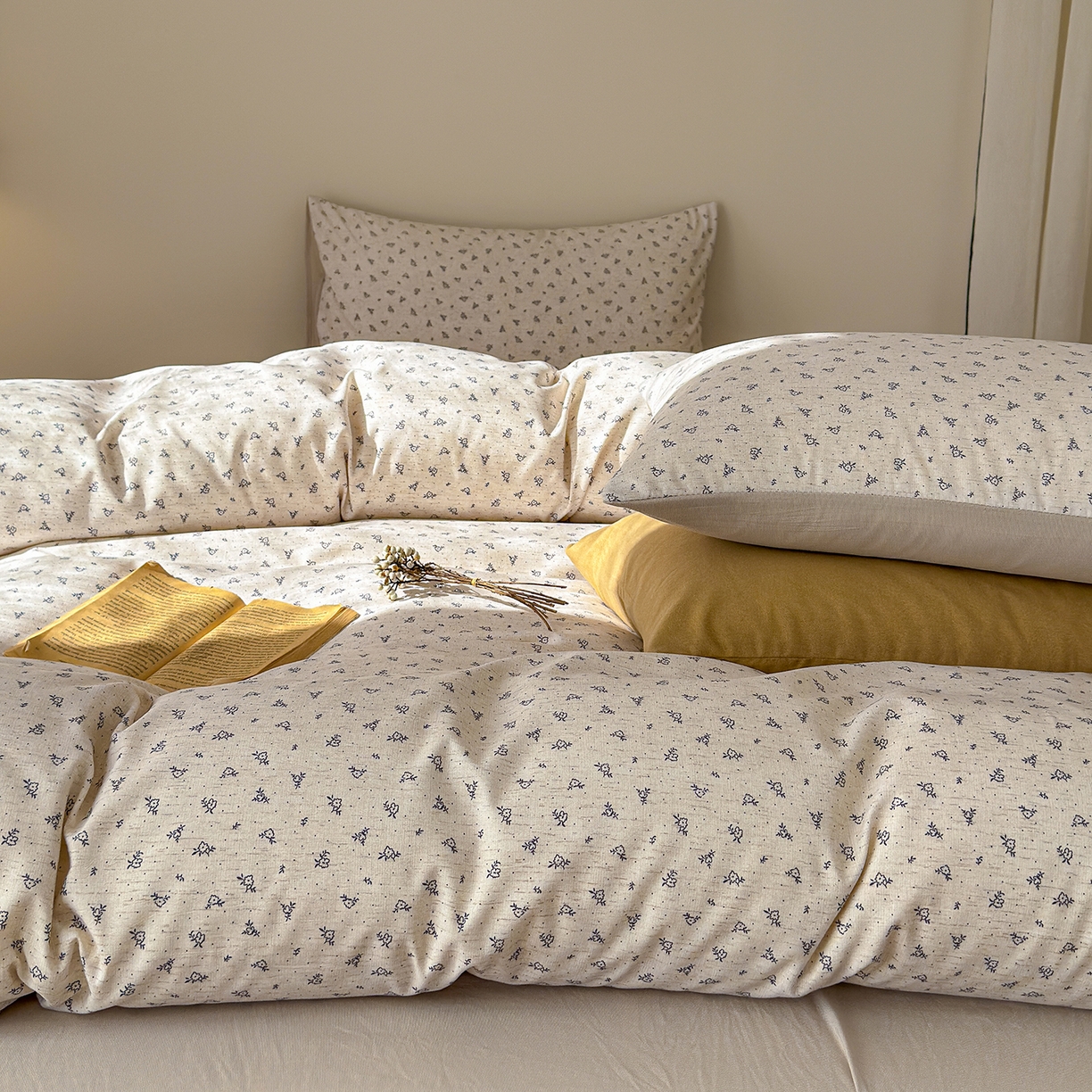 91家纺网 家纺一手货源 找家纺 （总）竹合家纺 2026春夏新品色织棉麻棉纱小露麻系列皱皱纱四件套