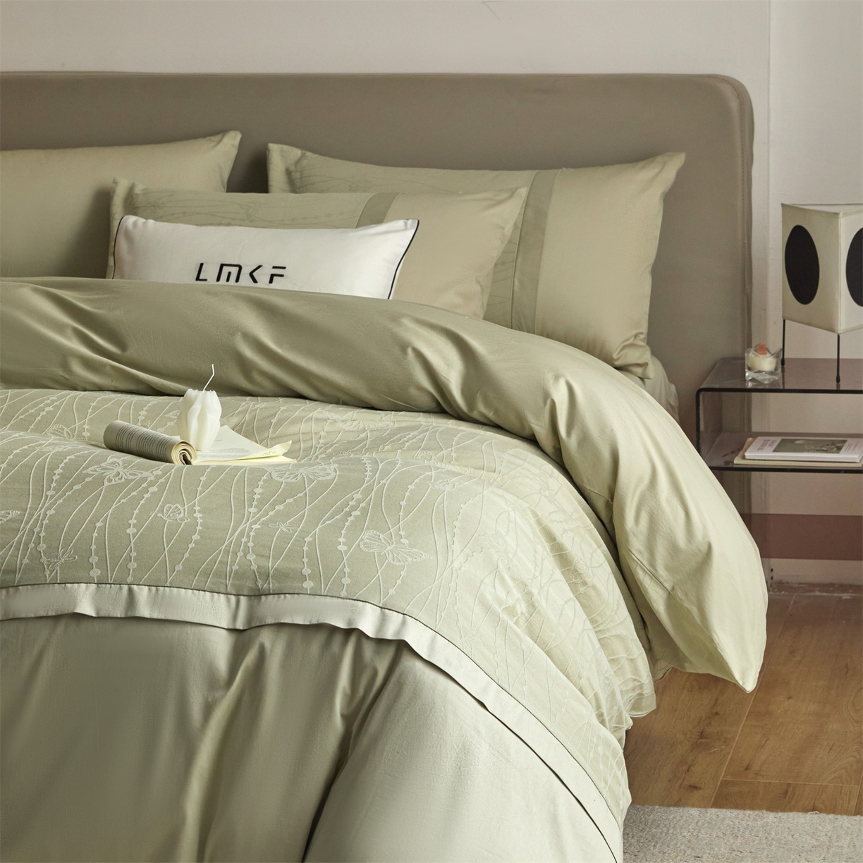 91家纺网 家纺一手货源 找家纺 （总）蓝米卡夫 2026春季新款-100S全棉亮面提花贡缎长绒棉拼接款（礼盒）