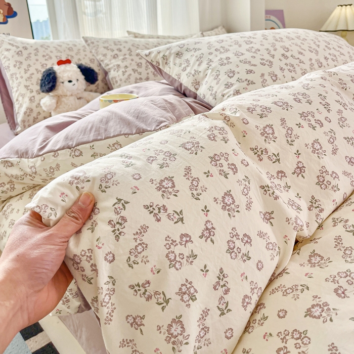 91家纺网 家纺一手货源 找家纺 （总）斯卡诺家纺 2026新款春夏古法水洗仿棉云感纱四件套小布袋五件套