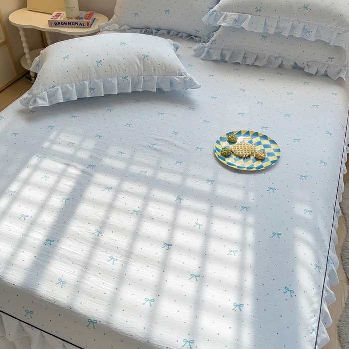 91家纺网 家纺一手货源 找家纺 优家居 2026新款精仿棉床裙四件套水洗棉韩版公主风花边床裙单被套直播外贸定制 潘多拉-兰