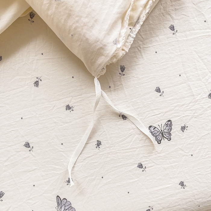 91家纺网 家纺一手货源 找家纺 优家居 2026新款精仿棉床裙四件套水洗棉韩版公主风花边床裙单被套直播外贸定制 蝶舞翩翩