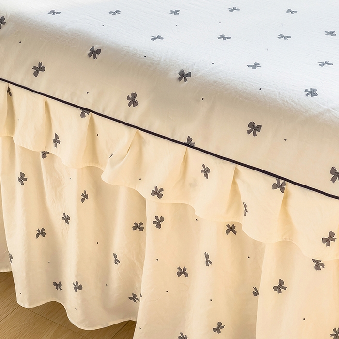 91家纺网 家纺一手货源 找家纺 优家居 2026新款精仿棉床裙四件套水洗棉韩版公主风花边床裙单被套直播外贸定制 情人节