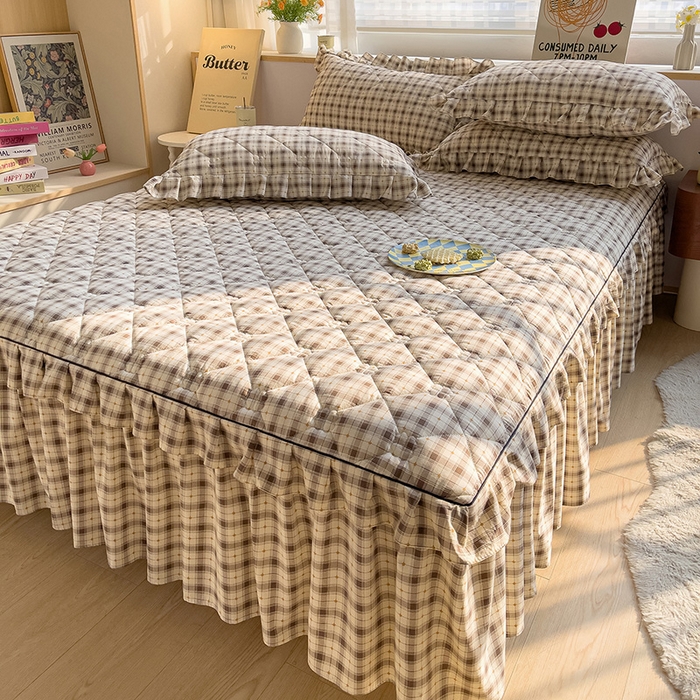 91家纺网 家纺一手货源 找家纺 优家居 2026新款精仿棉床裙四件套水洗棉韩版公主风花边床裙单被套直播外贸定制 星尚