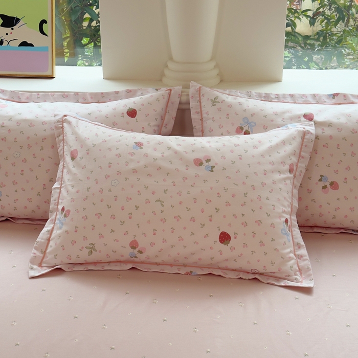 铭博家纺 2026新款全棉纯棉吊边单枕套枕套单件 温暖思绪-粉