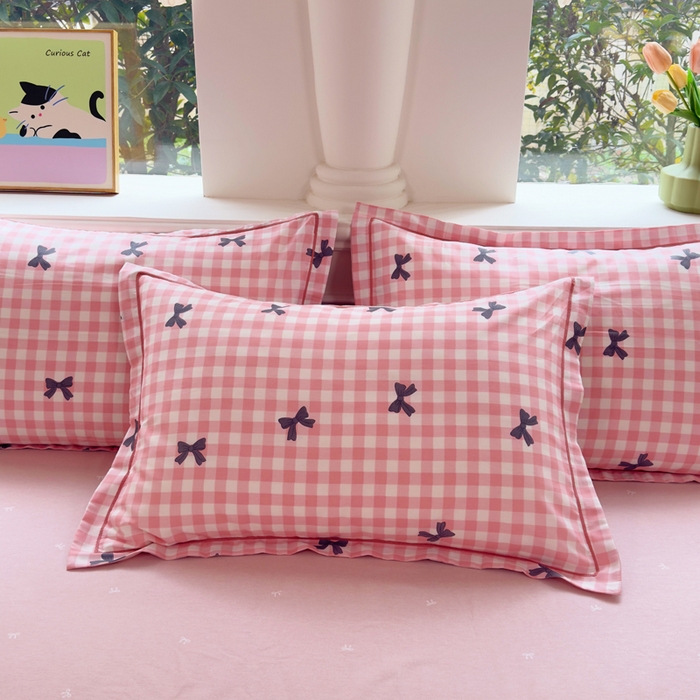 铭博家纺 2026新款全棉纯棉吊边单枕套枕套单件 舒芙蕾-红