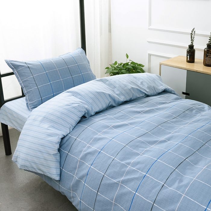 91家纺网 家纺一手货源 找家纺 朵希曼 2026新款全棉13372学生三件套系列 风尚-蓝