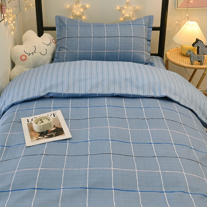 91家纺网 家纺一手货源 找家纺 朵希曼 2026新款全棉13372学生三件套系列 风尚-蓝