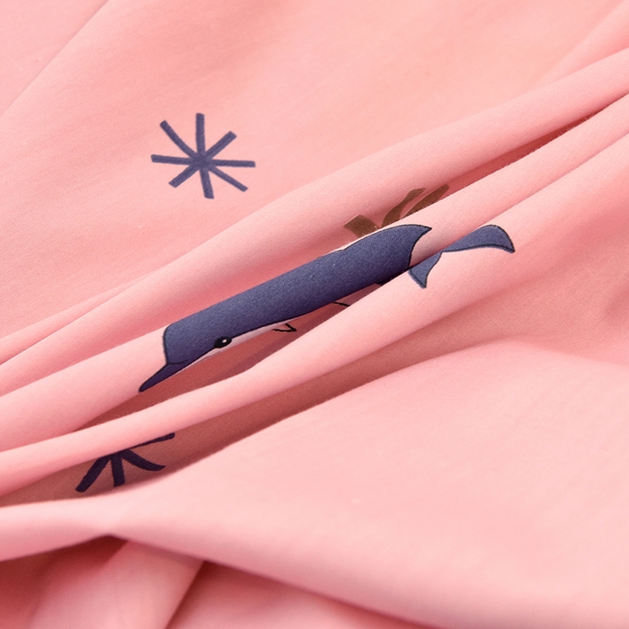 91家纺网 家纺一手货源 找家纺 朵希曼 2026新款全棉13372学生三件套系列 海豚-粉