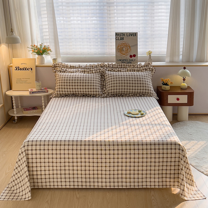 91家纺网 家纺一手货源 找家纺 优家居 2026新款精仿棉夹棉床裙四件套水洗棉韩版公主风花边床裙被套直播外贸定制 星尚