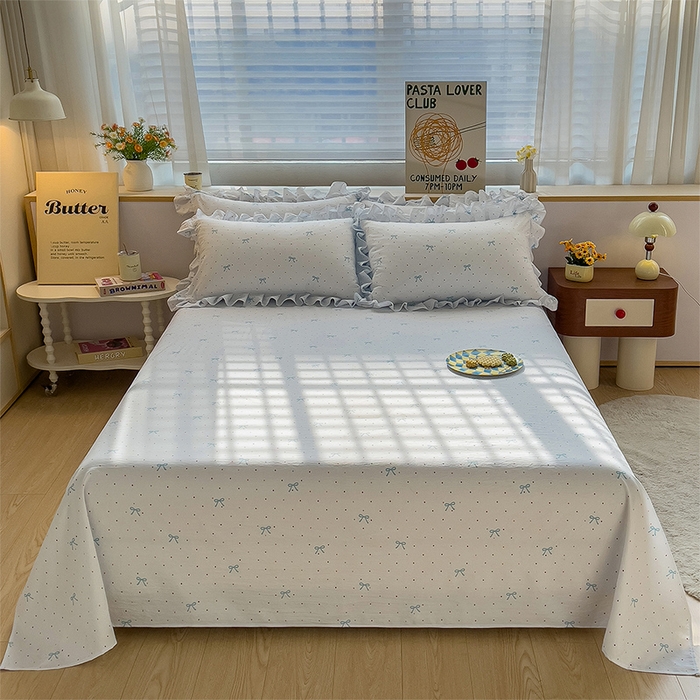 91家纺网 家纺一手货源 找家纺 优家居 2026新款精仿棉夹棉床裙四件套水洗棉韩版公主风花边床裙被套直播外贸定制 潘多拉-兰