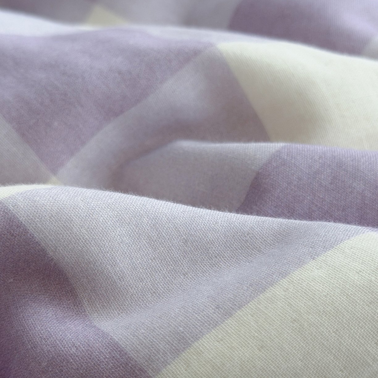 91家纺网 家纺一手货源 找家纺 玖弘家居 2026新款全棉双层纱格子四件套（默认格子枕套） 朦胧紫