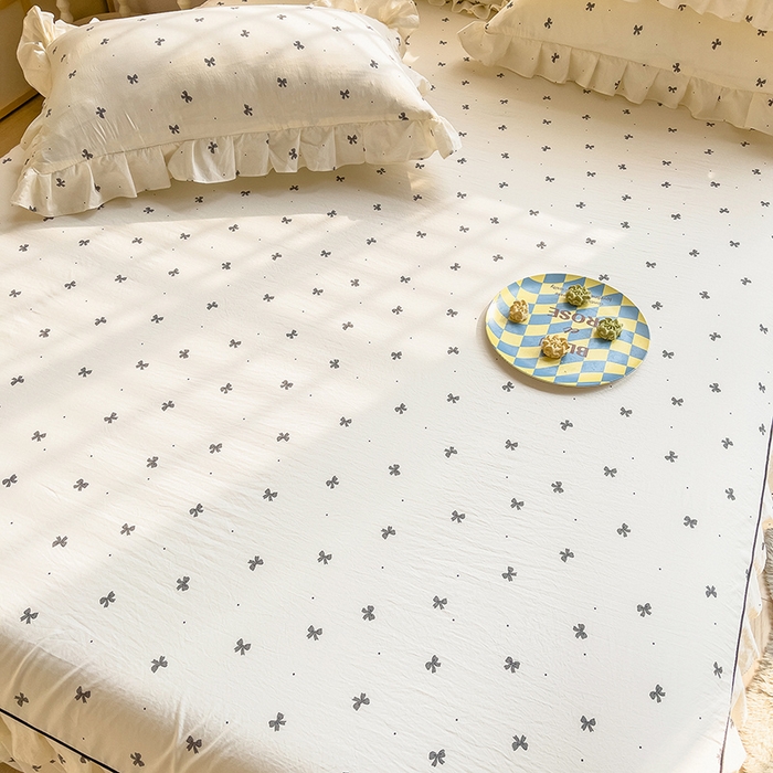 91家纺网 家纺一手货源 找家纺 优家居 2026新款精仿棉床裙三件套水洗棉韩版公主风花边床裙直播外贸定制 情人节