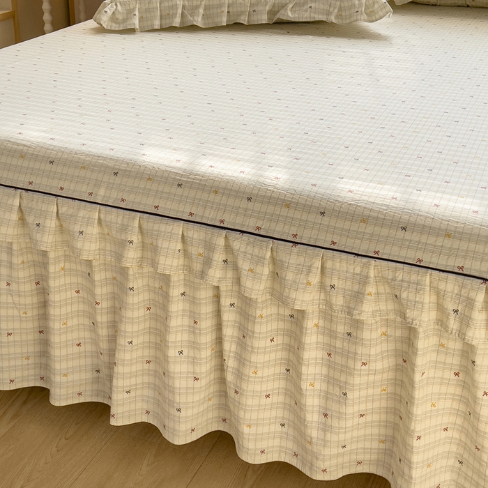 91家纺网 家纺一手货源 找家纺 优家居 2026新款精仿棉床裙三件套水洗棉韩版公主风花边床裙直播外贸定制 北岛之恋