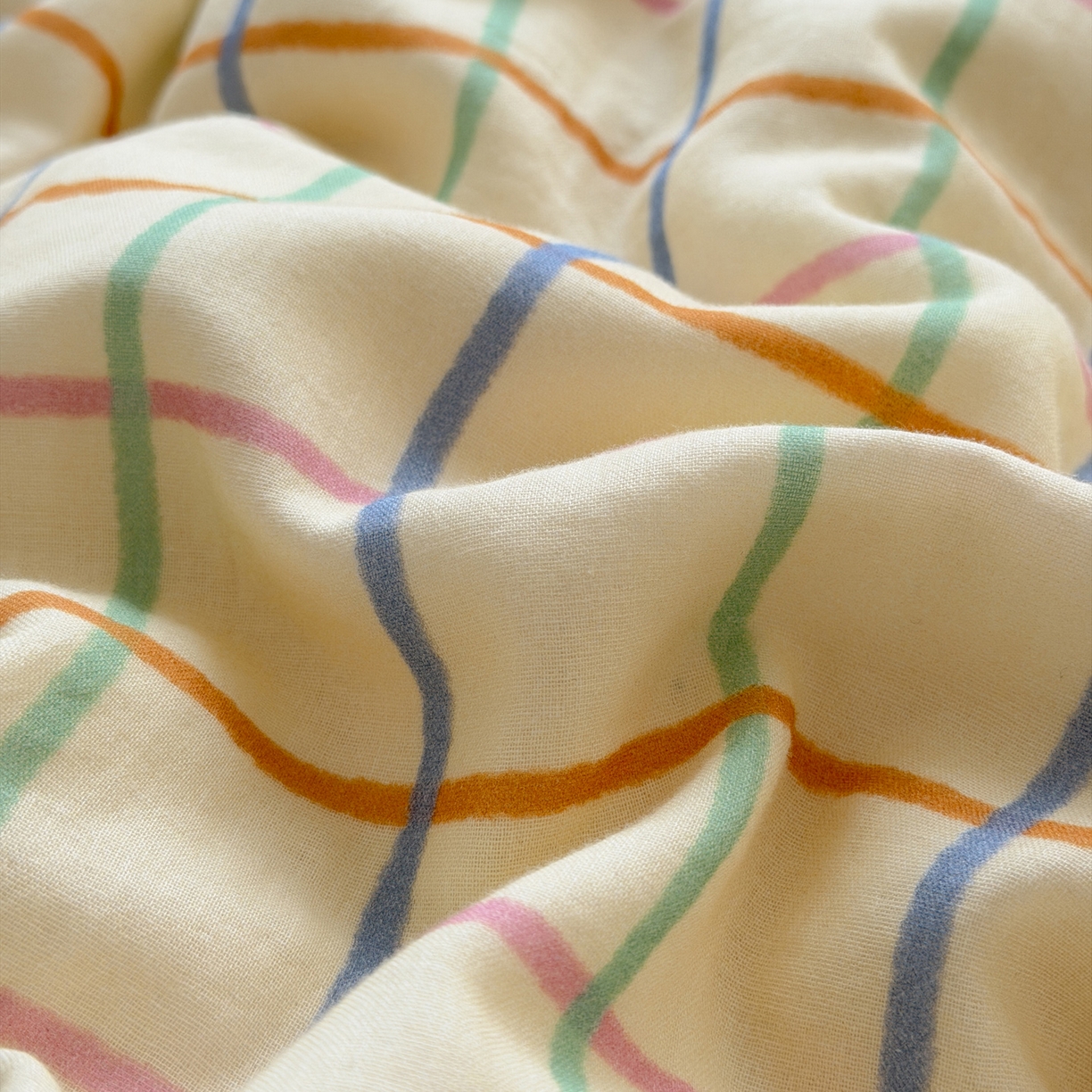 91家纺网 家纺一手货源 找家纺 玖弘家居 2026新款全棉双层纱格子四件套（默认格子枕套） 糖芯线