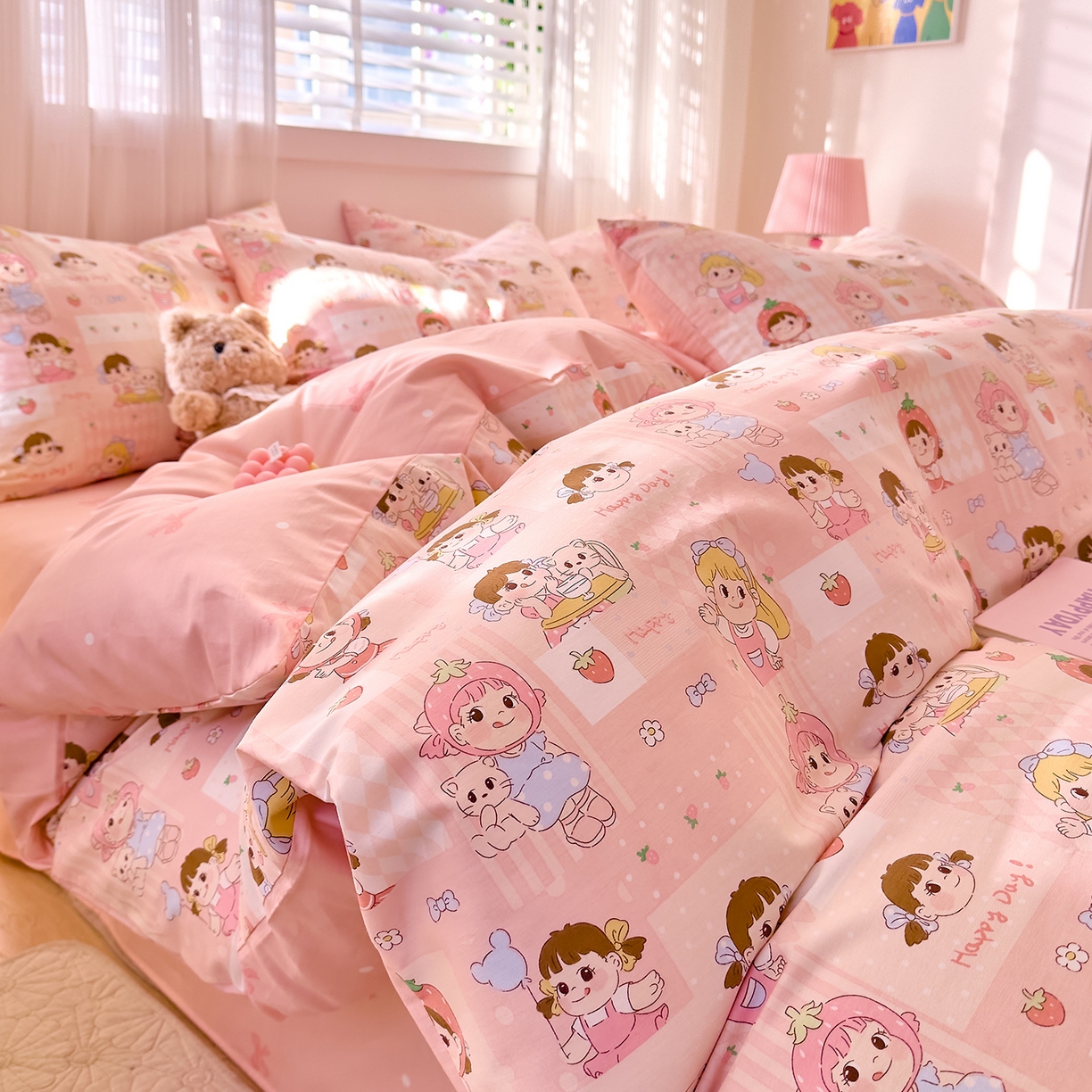 91家纺网 家纺一手货源 找家纺 （总）DoDo 兜兜 2026春夏新款全棉纯棉可爱卡通四件套