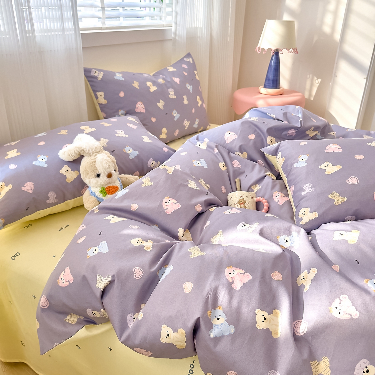 91家纺网 家纺一手货源 找家纺 DoDo 兜兜 2026春夏新款全棉纯棉可爱卡通四件套 动物方舟